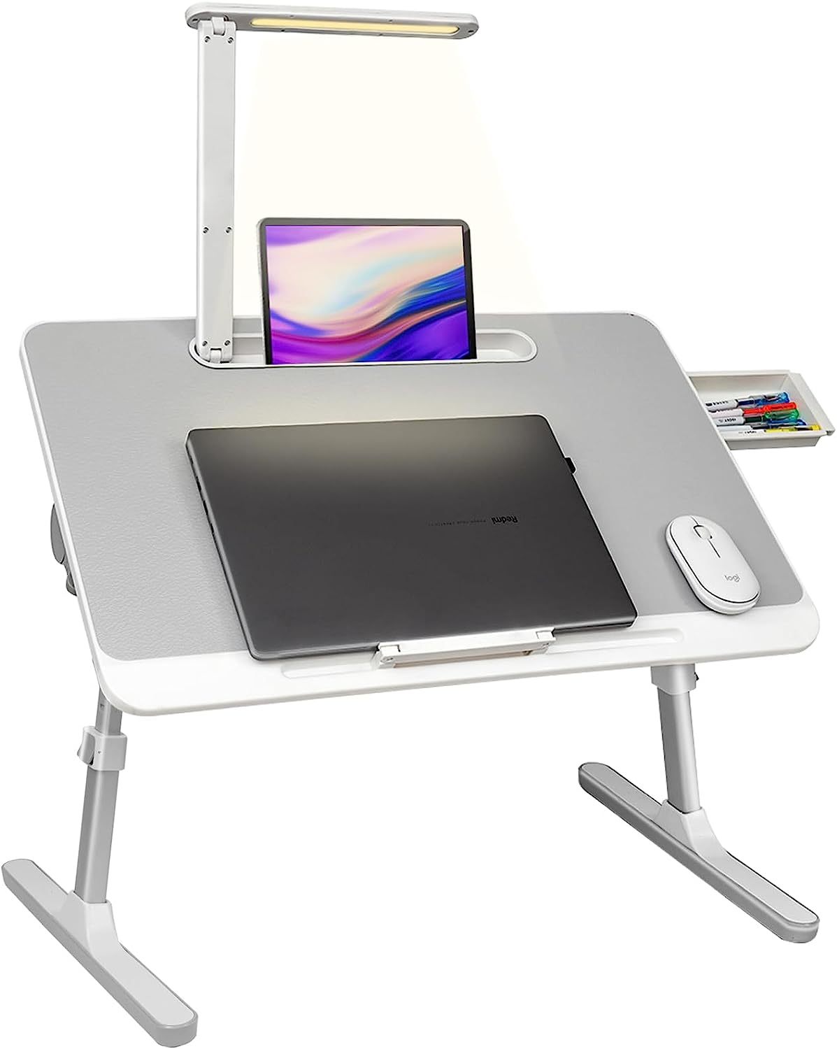 Multi-Function Lap Desk with LED Light and Storage Drawer